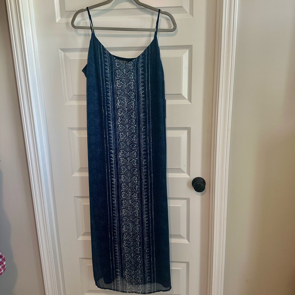 NWT Vince‎ Camuto "Mystic Blooms F2" Navy Stenciled Side Slit Maxi sz XL